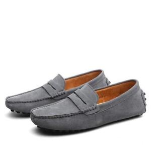 Mens Suede Leather Moccasin Gomminos Flats Slip On Loafers Driving Boat Shoes SZ