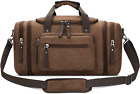 Canvas Travel Duffel Bag Men's Weekender Overnight Bag (Coffee) X-Large