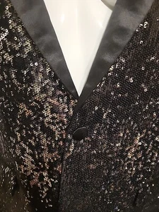 Men's Blu Martini Sequin Blazer Large Jacket Formal Black & Bronze L NEW $249 - Picture 1 of 14