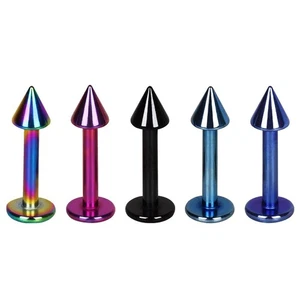 PVD Plated 316L Surgical Steel Labret / Monroe with Spike - Picture 1 of 3