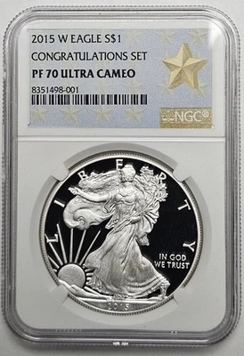 2015 W Proof Silver Eagle NGC PF 70 ULTRA CAMEO From The Congratulations Set - Image 1 of 4