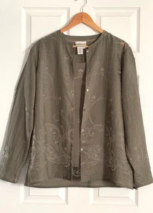 Coldwater Creek Damen zweiteiliges spanisches Leinen Blumen Top/Tank Set Gr. XL - Bild 1 von 12