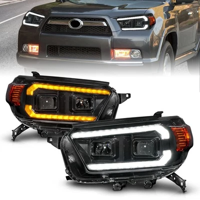 Anzo 111602 Square Projector Headlight Set w/LED DRL Black Housing 2pc - Image 1 of 2