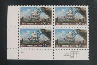 US Stamps Plate Block Scott #3286 33c Irish Immigration MMH. Free Shipping! - Image 1 of 2
