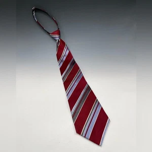 Vintage Simply Basic Tie Zipper Necktie Silk Pre-tied Marron - Picture 1 of 8