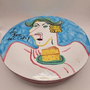 Sandra Shaughnessy Hand Painted Cake Stand Let Them Eat Cake Minnesota Pottery - Picture 1 of 7