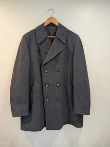 DUNN & CO Mens Vintage Double Breasted Peacoat 41R Pure New Wool Dark Grey - Picture 1 of 6