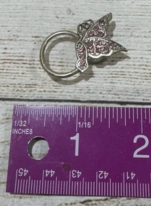 Vintage Magnet Augen Glas Halter Befestigung an Kleidung Rosa Schmetterling Strass Tb22 - Bild 1 von 2