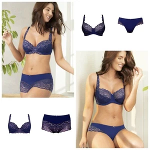 Lepel Forever Fiore Blue/Rose Full Cup, Padded Plunge, Brief or Short - Picture 1 of 13