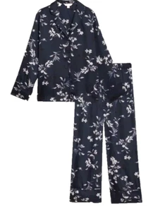 PIGIAMA NUOVO CON ETICHETTE M&S ROSIE TAGLIA 22 DREAM RASO - blu scuro floreale - Foto 1 di 1