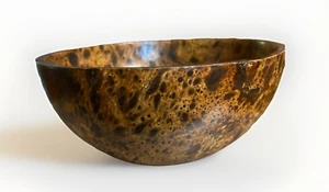 Burl Wood Bowl Made In Thailand 10” Diameter 4.5 Tall Handcrafted Natural Grain - Picture 1 of 22