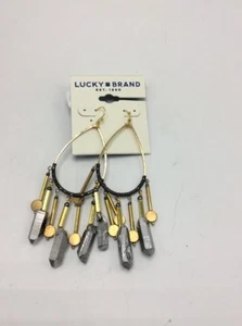 Lucky Brand Teardrop Large Hoop Stone Drop Earrings #22 - Picture 1 of 6