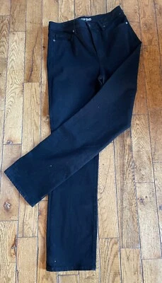 Pantalones de mezclilla Lands' End para mujer talla 10 negros tiro medio curvilíneos rectos 5 bolsillos Foto 1 de 4