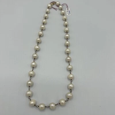 14K Rose Gold Filled White Freshwater Pearl  7mm Necklace 17" Foto 1 de 4