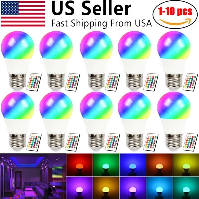 1-10X RGB RGBW LED Bulb Light 16 Color Changing E27 Lamp + IR Remote Controller - Image 1 of 4