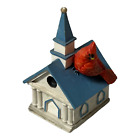 Lenox Garden Birdhouse Miniatures Cardinal On Church Thimble Red Bird Blue White