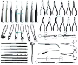 Elevadores de extracción dental fórceps cinceles alicates herramientas quirúrgicas conjunto de 45 piezas - Imagen 1 de 12