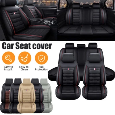 Leatherette Front Rear Car 5 Seat Covers Full Set Universal Cushion Protector - Image 1 of 4
