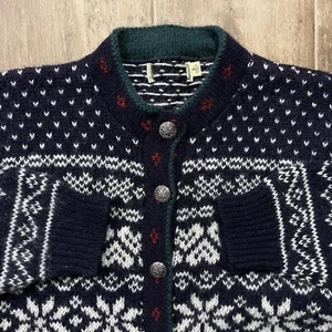 Cárdigan completo abotonado tejido Fair Isle de lana L.L.Bean años 80 hecho en EE. UU. - Imagen 1 de 8