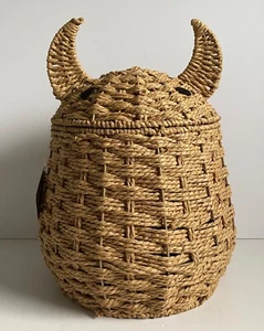 CESTA Y TAPA DE ALMACENAMIENTO MONSTRUO RATÁN 30CM X 24CM JUGUETES MULTIUSOS BASE *NUEVO* - Imagen 1 de 12