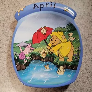 Winnie the Pooh The Whole Year Through April Ceramic Plate Disney #3789E w/COA - Picture 1 of 4
