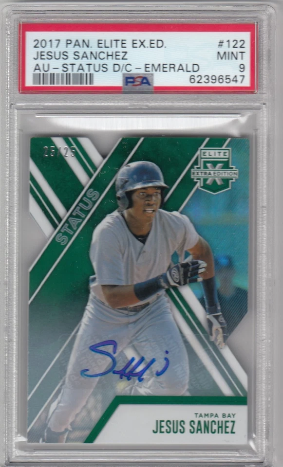 2017 PANINI ELITE JESUS SANCHEZ MARLINS EMERALD DIE CUT AUTO RC #D25/25 PSA 9 - Image 1 of 1