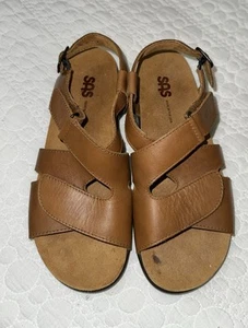 SANDALI SCARPE COMODE SAS HUGGY TRIPAD PELLE MARRONE PERFETTE 7,5 N - Foto 1 di 7
