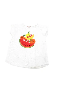 Bonpoint Girls Round Neck Short Sleeves Graphic T-Shirt White Size 12 - Picture 1 of 3