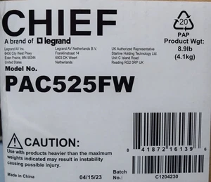 Caja de almacenamiento en pared Chief PAC525FW con brida (BLANCO) - Imagen 1 de 3