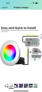 Venste 10 Inch Multicolor Smart Pool Light with 50 Foot Cord for Swimming Pool - Picture 1 of 8