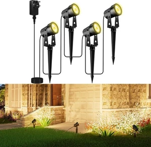 4Pcs LED Garden Spike Lights Outdoor IP65 Yard Path Landscape Spotlight Mains - Picture 1 of 26