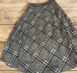 vintage plaid wool midi checkered skirt. excellent condition size 12 Uk - Picture 1 of 5
