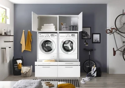 Mobile lavatrice asciugatrice armadio struttura stabile 135 cm bianco Clara Respkta - Immagine 1 di 4