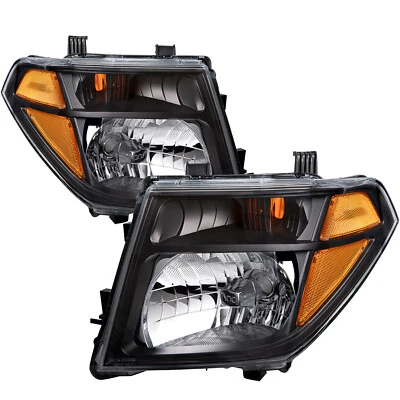For 2005-2008 Nissan Frontier 2005-07 Pathfinder Black Halogen Headlights Lamps - Image 1 of 4