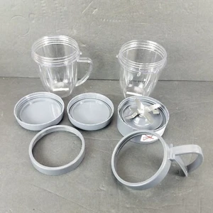 NutriBullet Mixed Lot Replacement Short Mixing Cups Handled Cup Lids Blade - Picture 1 of 6