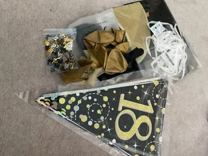 AGE 18 BIRTHDAY FLAGS, BANNER,BALLOONS AND CONFETTI - Picture 1 of 5