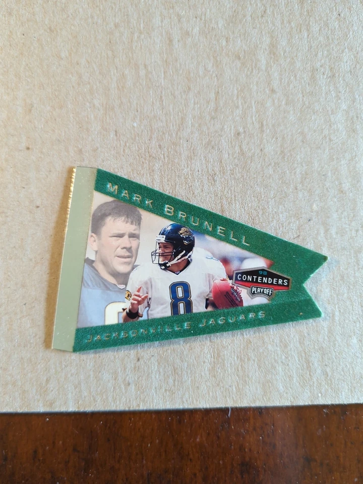 1998 Playoff Contenders: Pennants Green Felt #44 Mark Brunell  Jaguars  - Image 1 of 4