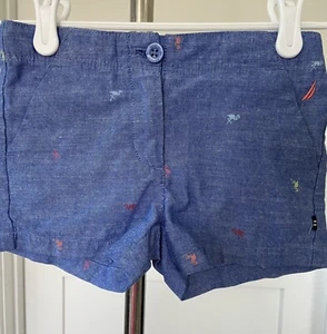 Girls Nautica Blue Flamingo Shorts Size 4T - Picture 1 of 6