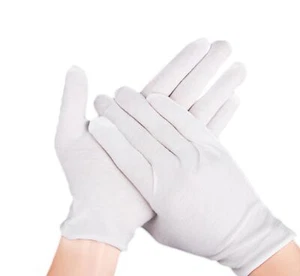 12 Pairs White Cotton Gloves Dry Handssoft Stretchy Working Glovesfor Coins Jewe - Picture 1 of 7