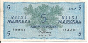 FINLAND, 5 MARKKAA, LITT.A ,1963 - Picture 1 of 2