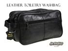  Leather Toiletry Wash Bag Travel Toiletries Double Mens Soft Black