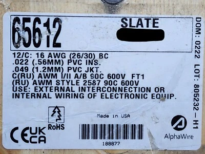 Alpha Wire 65612 16/12C XtraGuard-Flex Power/Control Cable 90C 600V Gray /10ft - Image 1 of 4
