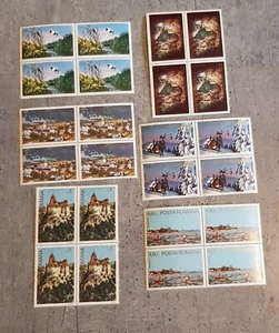 ROMANIA TOURIST SPOTS IN BLOCKS OF FOUR MNH - Picture 1 of 1