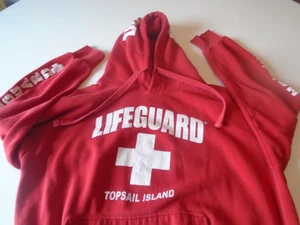 Felpa con cappuccio bagnino originale Topsail Island adulto grande rossa popolare spiaggia - Foto 1 di 9