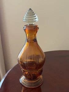 Vintage New Martinsville Glass Amber Moon Drops Decanter - Picture 1 of 11