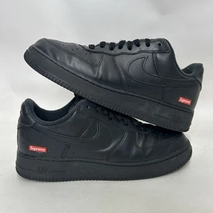 Nike Air Force 1 Low X Supreme Box Logo “Black” Sneakers CU9225-001 Men’s 9 Worn - Picture 1 of 8