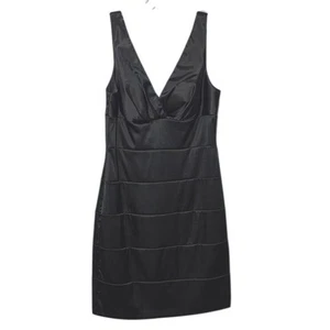 Damen B. Darlin schwarz Satin V-Ausschnitt Etui Party Cocktailkleid Gr 13 14 - Bild 1 von 6