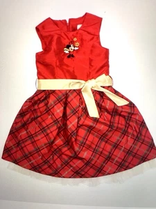 Minnie Mouse Plaid Tartan Red Christmas Dress Disney Store Child’s Sz 5 - Picture 1 of 15