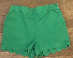 J. Crew CREWCUTS Girls Linen Cotton Blend Scalloped Hem Green Shorts Sz 14 - Picture 1 of 4