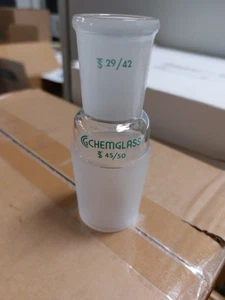 CHEMGLASS Glass 29/42 Outer 45/50 Inner Glass Reducer Adapter CG-1000-14 - Picture 1 of 3